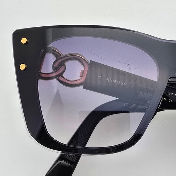 Balmain Armour BPS-106A-150 Black Gold Frame Grey Lens Cat Eye Shield Sunglasses - Picture 15 of 15